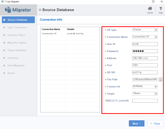 source database